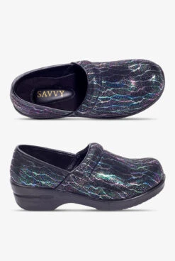 Savvy Women's Brandy Metallic Crackle Nursing Clogs