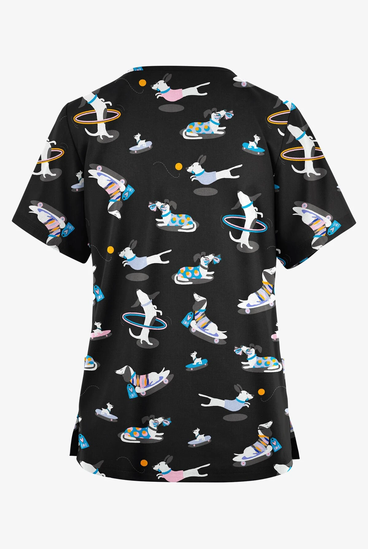 Butter-Soft Originals Playful Dachshunds Women's 2-Pocket Classic Fit V-Neck Printed Scrub Top - Image 2