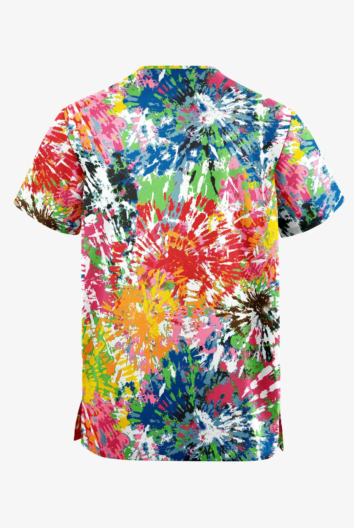 Butter-Soft Originals Rainbow Tie-Dye Unisex 2-Pocket V-Neck Printed Scrub Top - Image 2
