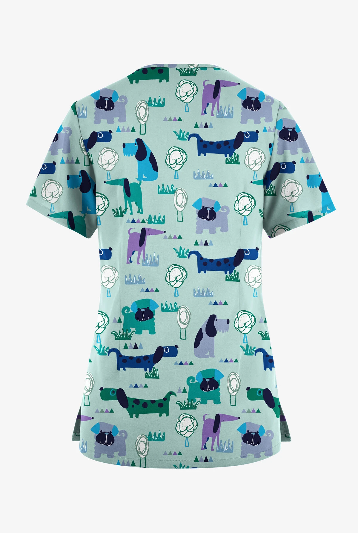 Butter-Soft Originals Meeting In The Park Women's 7-Pocket Rounded V-Neck Printed Scrub Top - Image 2
