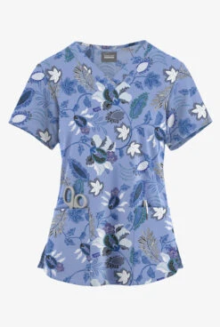 Butter-Soft Originals Imperial Jacobean Ceil Women's 4-Pocket Rounded V-Neck Printed Scrub Top