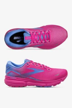 Brooks Women's Ghost 15 Pink Glo/Blue/Fuchsia Athletic Lace Up Nursing Shoes