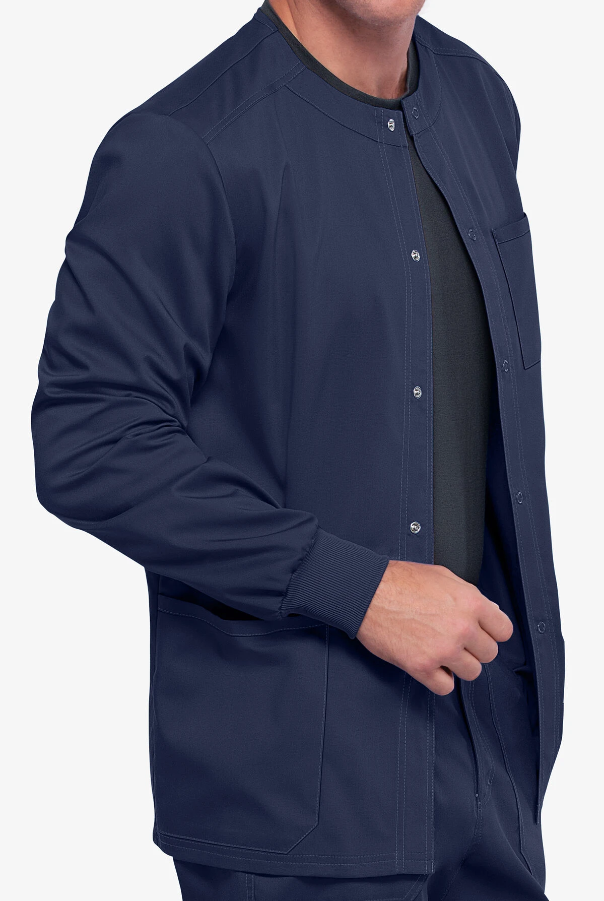 Cherokee Workwear Revolution Men's 3-Pocket STRETCH Snap Front Scrub Jacket - Image 4