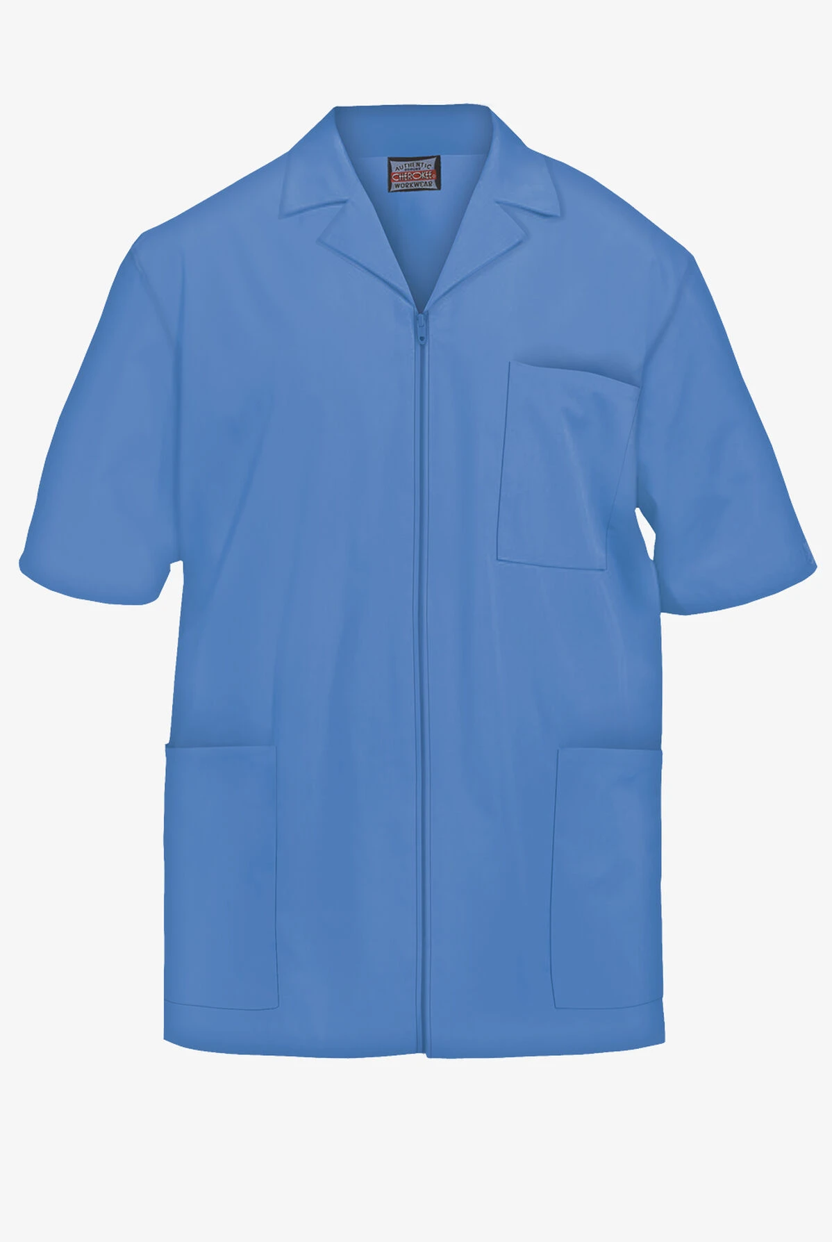Cherokee Workwear Men's 3-Pocket Short Sleeve Zip Front Scrub Jacket