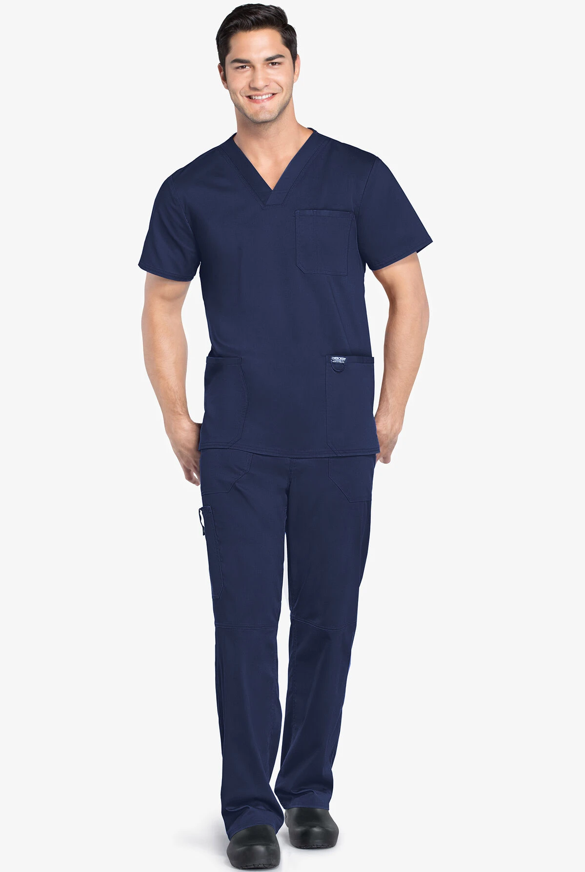 Cherokee Workwear Revolution Men's 3-Pocket STRETCH V-Neck Scrub Top - Image 2