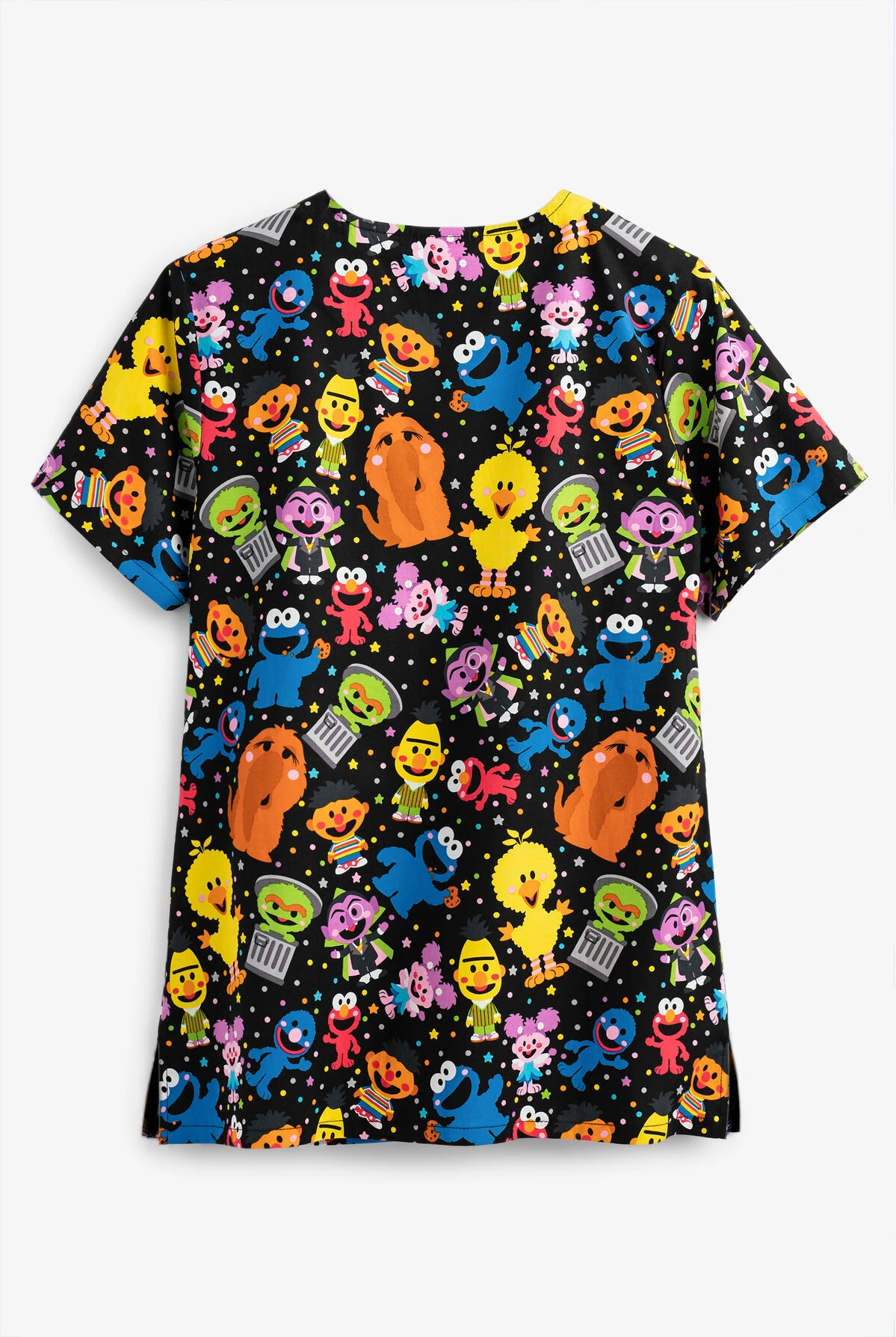 Cherokee Tooniforms Sesame Street Mini Sesame Women's 3-Pocket V-Neck Print Scrub Top - Image 2