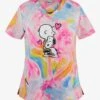 Cherokee Tooniforms Peanuts Dog's Best Friend Women's 2-Pocket V-Neck Print Scrub Top