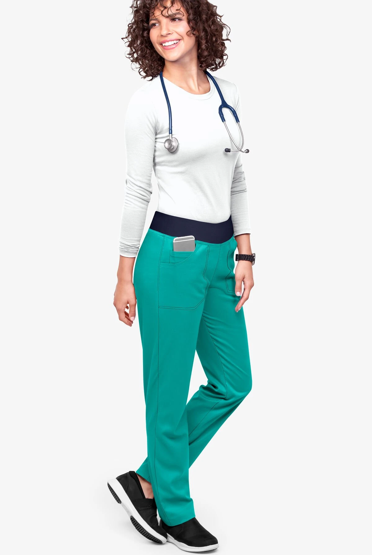 UA Flex2 Women's 3-Pocket Straight Leg Yoga STRETCH Scrub Pants - Image 2