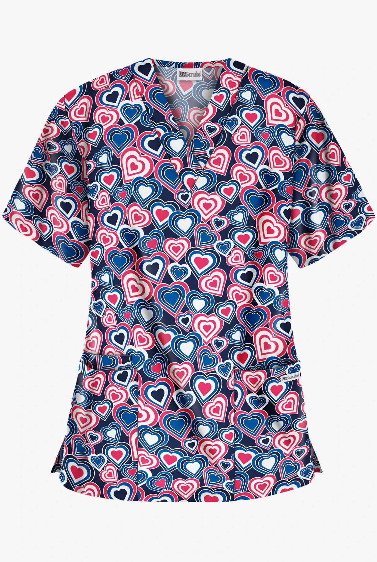 UA Lota' Love Royal Women's 3-Pocket V-Neck Print Scrub Top