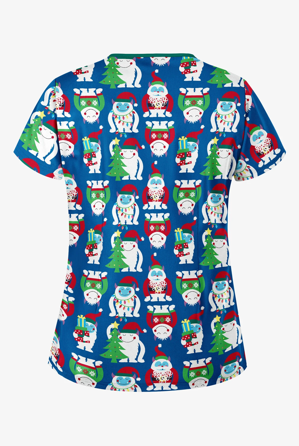 Butter-Soft Happy Monsters Royal Women's 4-Pocket Princess Seam Print Scrub Top - Image 2