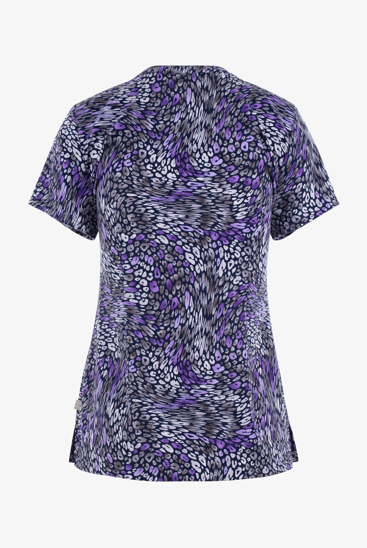 Healing Hands Wild Harmony Abstract Women's 3-Pocket STRETCH Zip Neck Print Scrub Top - Image 2