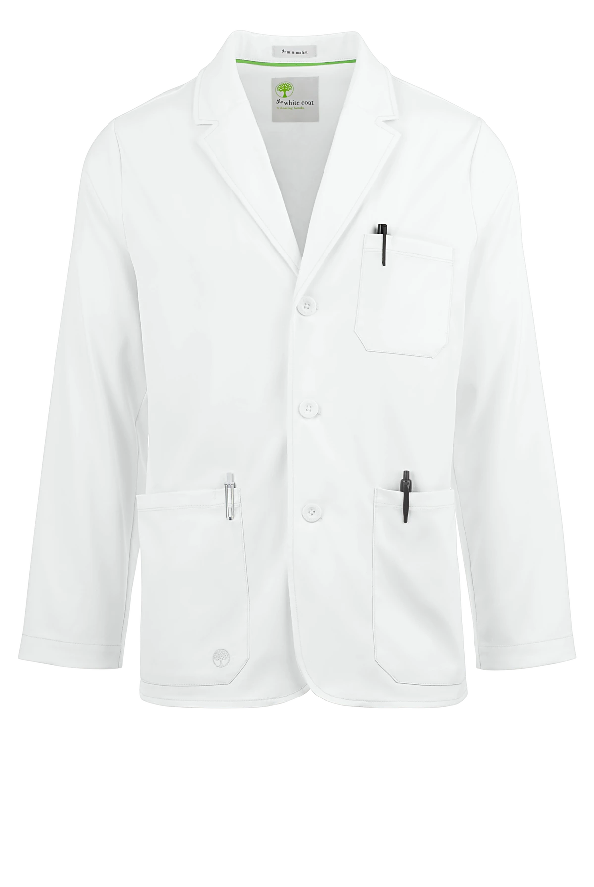 Healing Hands White Coat Minimalist Men's 30 ½" 5-Pocket STRETCH Lab Coat