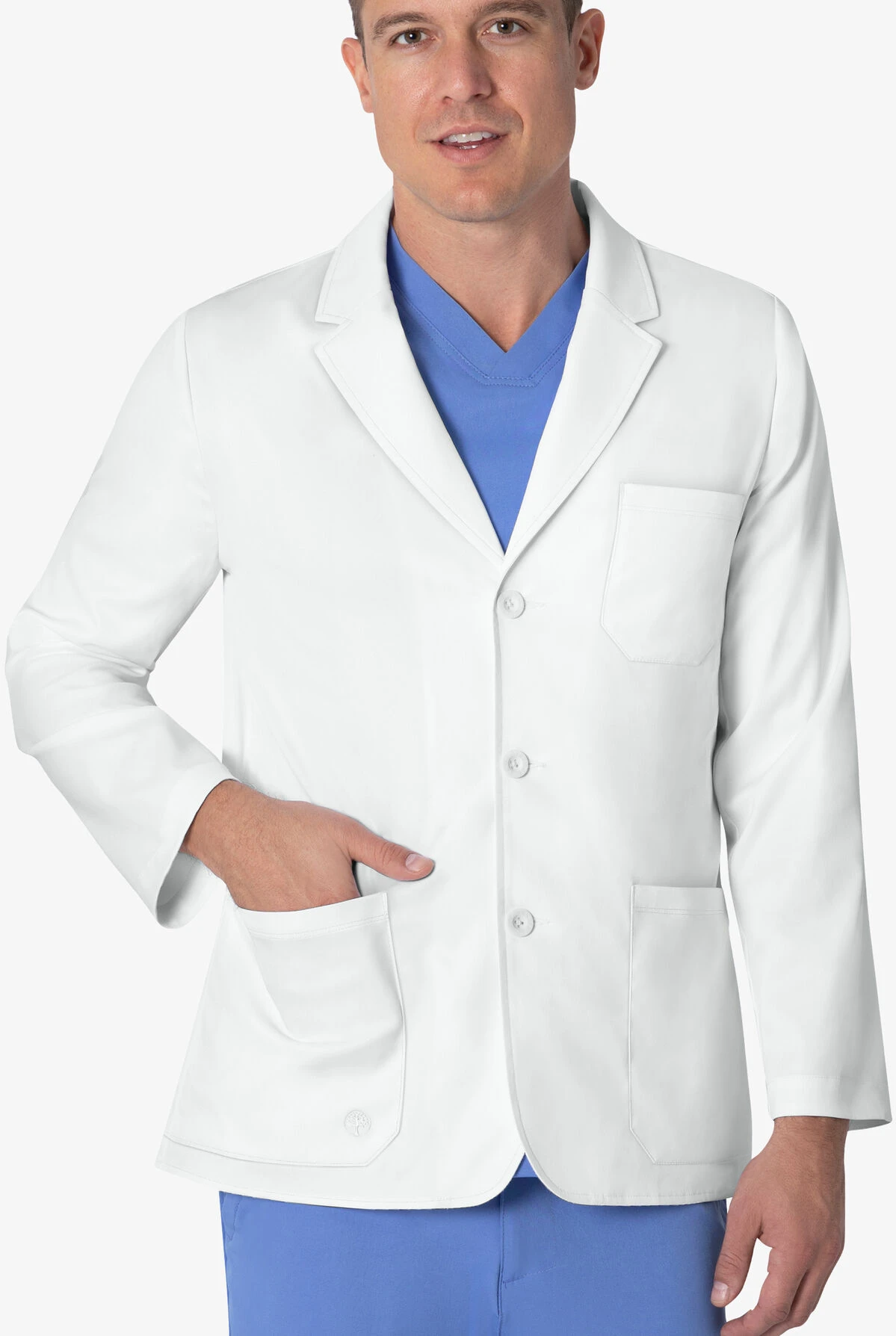 Healing Hands White Coat Minimalist Men's 30 ½" 5-Pocket STRETCH Lab Coat - Image 2