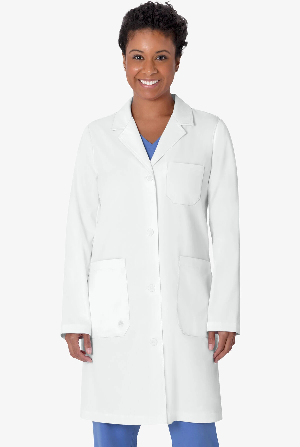 Healing Hands White Coat Minimalist Women's 37 ½" 5-Pocket STRETCH Lab Coat - Image 2
