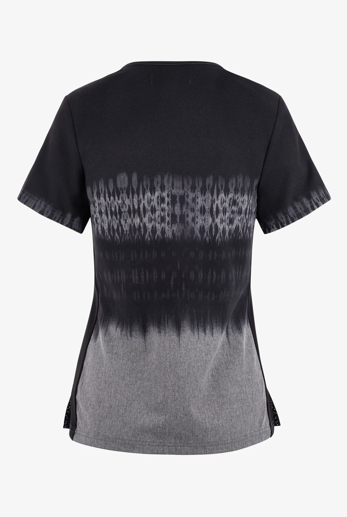 Koi Basics Cali Tie Dye Black/Heather Grey V-Neck Print Scrub Top - Image 2