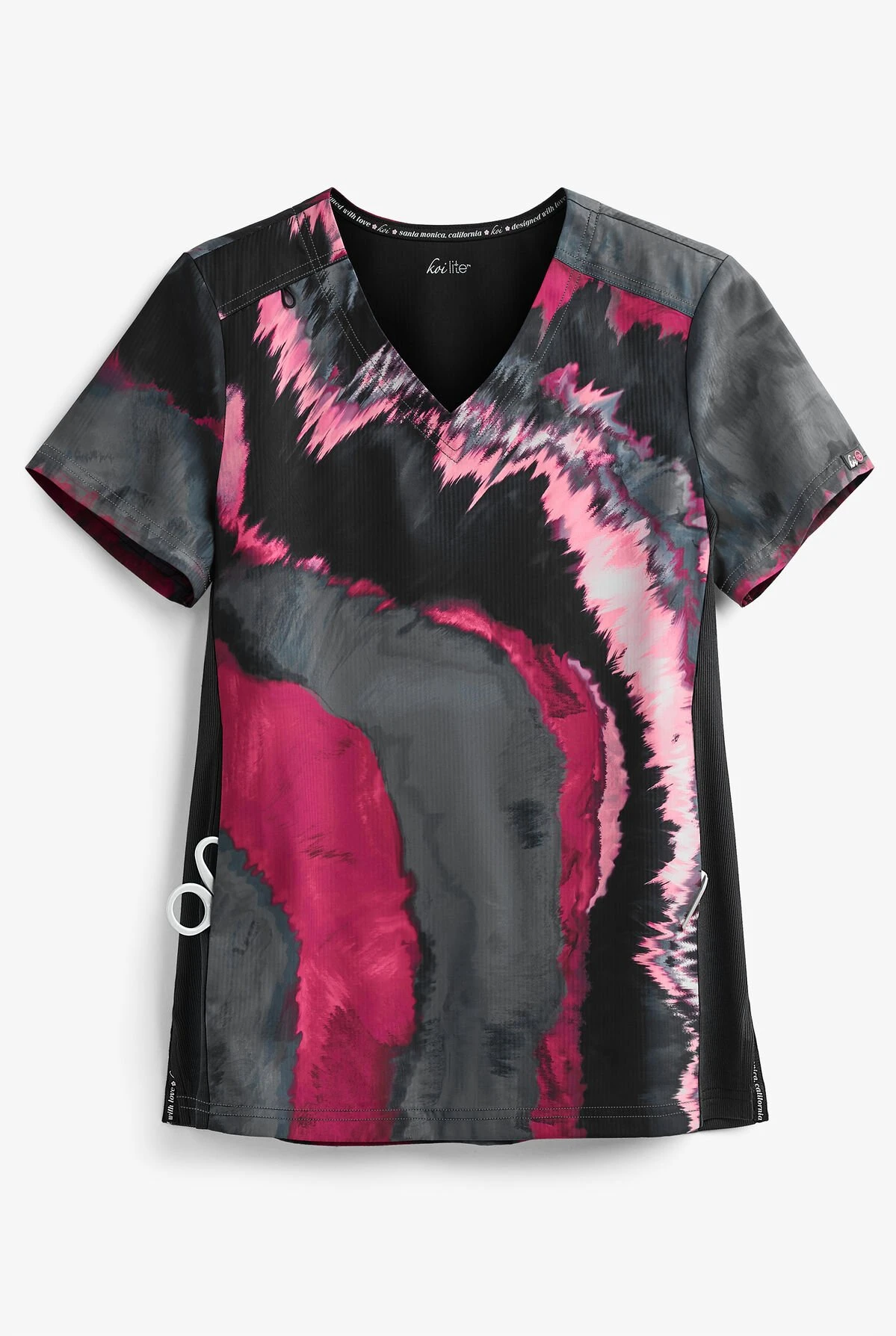 Koi Lite™ Reform Pink Marble Women's 2-Pocket V-Neck Print Scrub Top