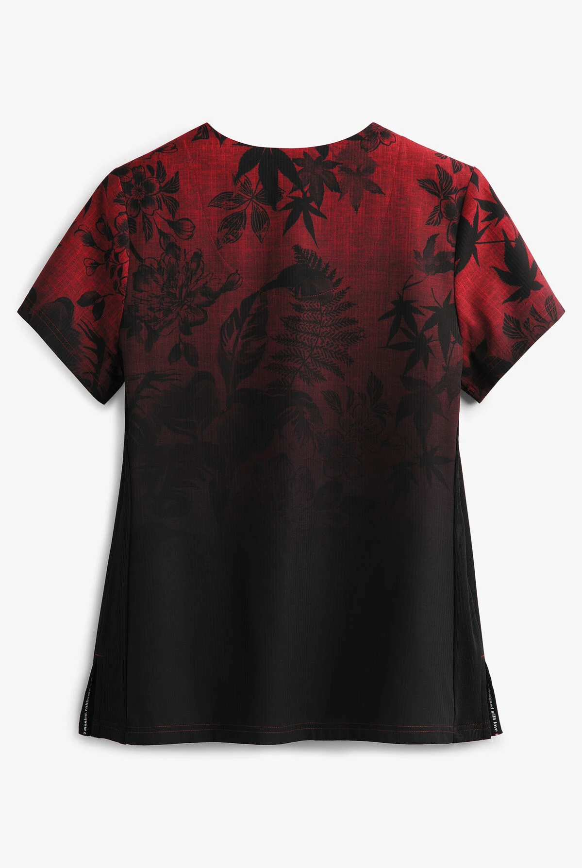 Koi Lite™ Eastern Dreams Ruby Ombre Women's 2-Pocket V-Neck Print Scrub Top - Image 2