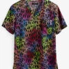 Koi Basics Pride, Peace And Happiness Unisex 1-Pocket STRETCH V-Neck Print Scrub Top