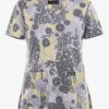 Koi Basics Lace Platinum Floral Women's 2-Pocket STRETCH V-Neck Print Scrub Top