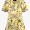 Koi Basics Pool Side Leopard Sunshine Women's 2-Pocket STRETCH V-Neck Print Scrub Top