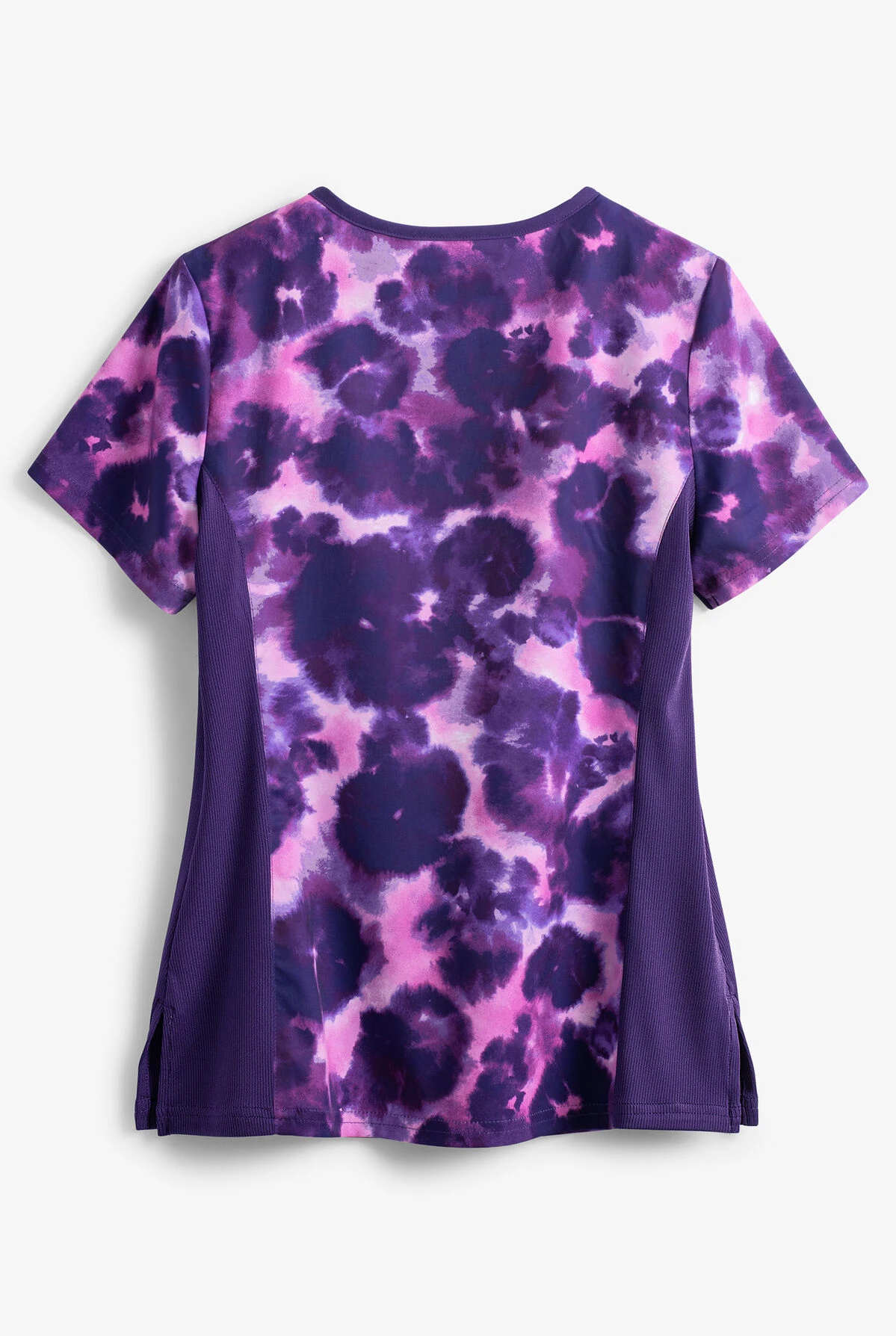 Koi Lite™ Raquel Cheetah Tie Dye Women's 2-Pocket Mock Wrap STRETCH Print Scrub Top - Image 2