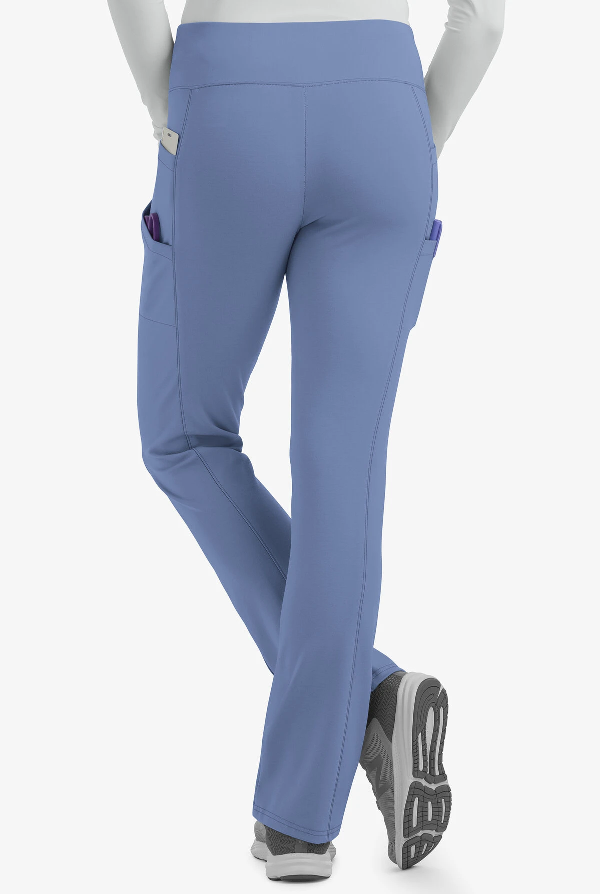 Lauderdale By UA Del Largo Ponte Women's 4-Pocket Knit Yoga STRETCH Scrub Pants - Petite - Image 3