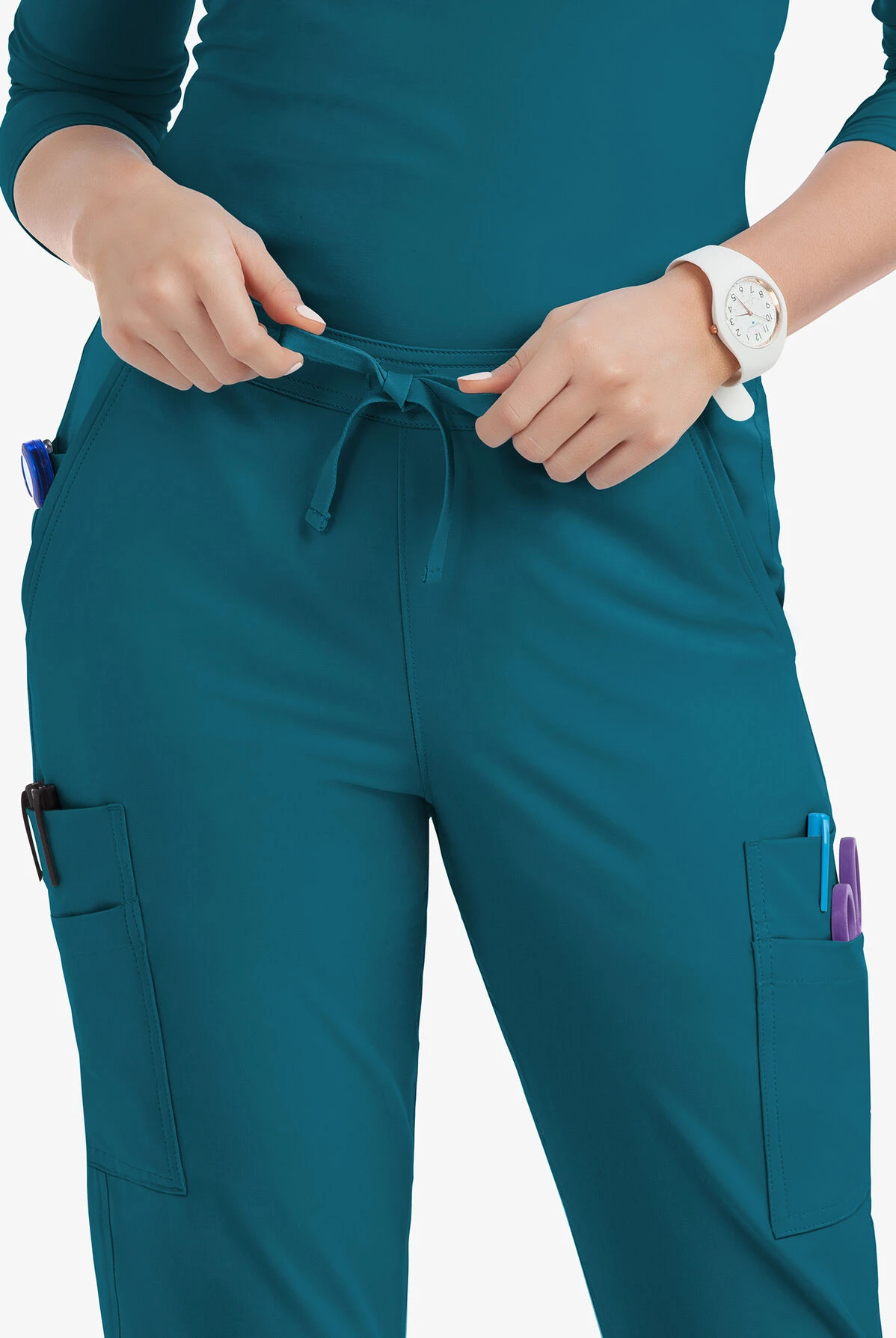 Lauderdale By UA Marina Women's 9-Pocket Flat Front Straight-Leg STRETCH Scrub Pants - Image 3