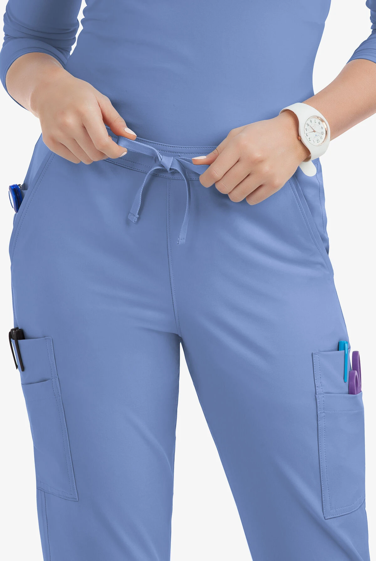 Lauderdale By UA Marina Women's 9-Pocket Flat Front Straight-Leg STRETCH Scrub Pants - Petite - Image 3