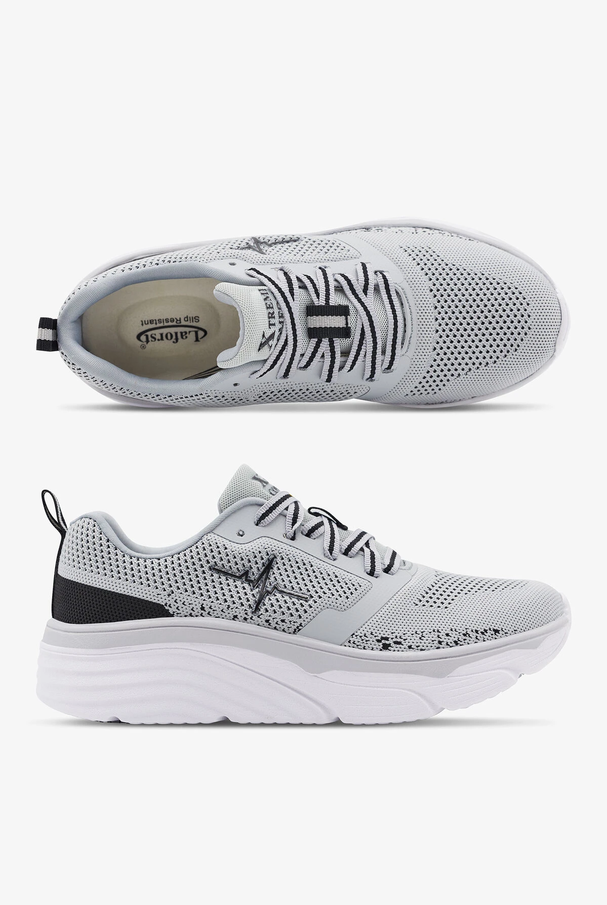 LaForst Men's Extreme Comfort Heart Beat Gray Athletic Lace Up Nursing Shoes