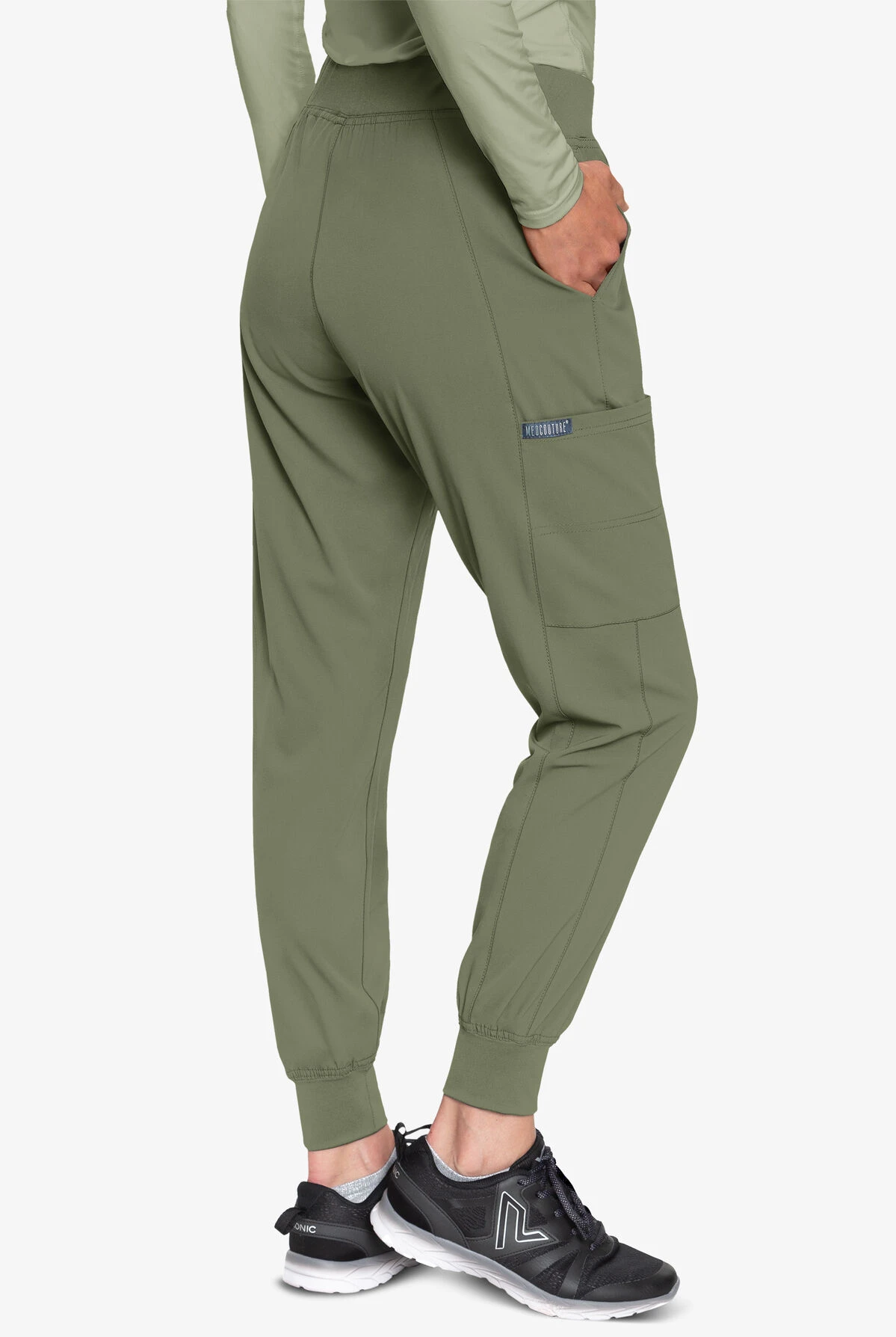 Med Couture Peaches Women's 4-Pocket STRETCH Seamed Cargo Jogger Scrub Pants - Image 2