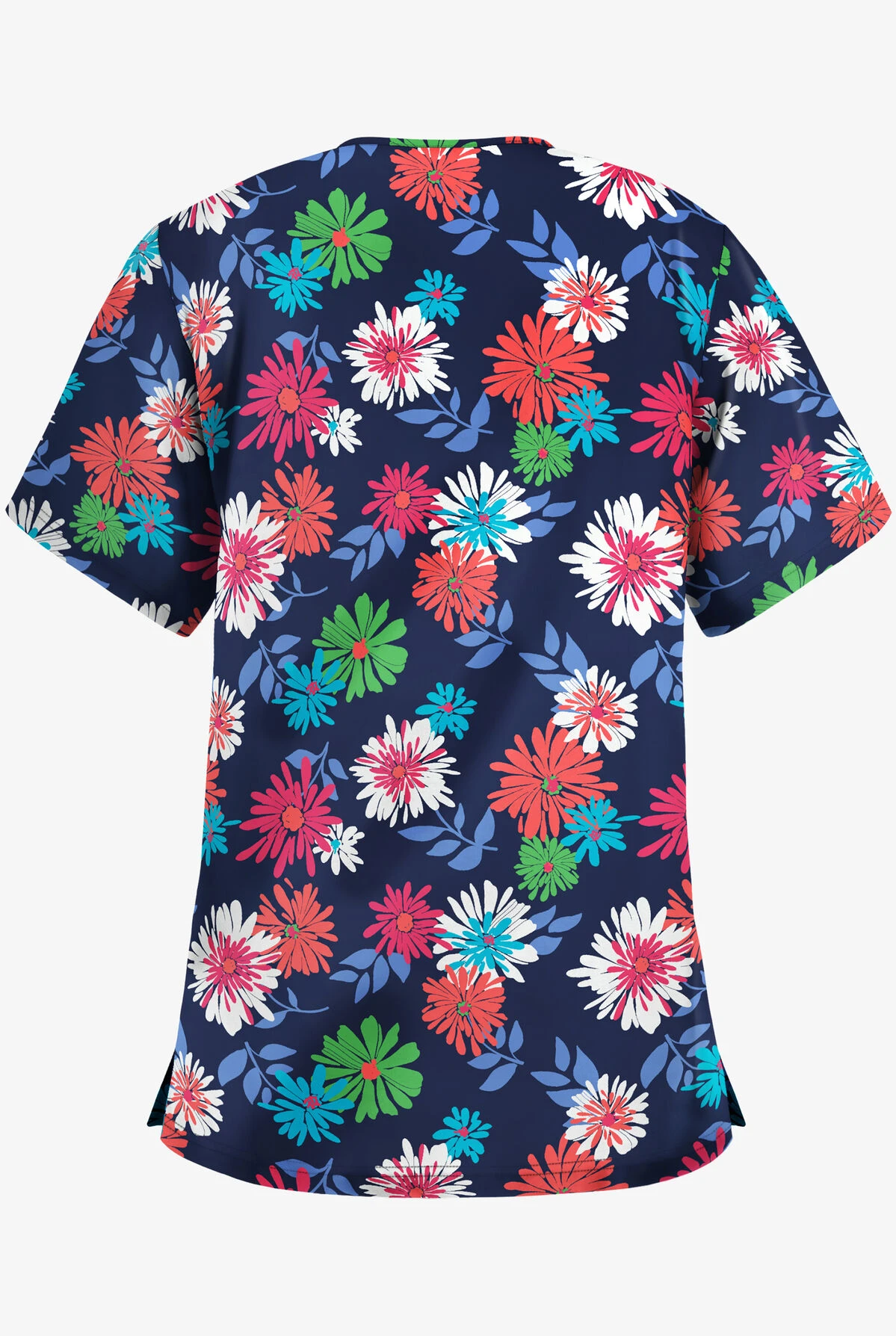 UA Best Buy Floral Beauty Navy Women's 3-Pocket V-Neck Print Scrub Top - Image 2