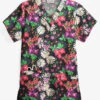 UA Garden Paradise Black Printed Women's 3-Pocket V-Neck Scrub Top