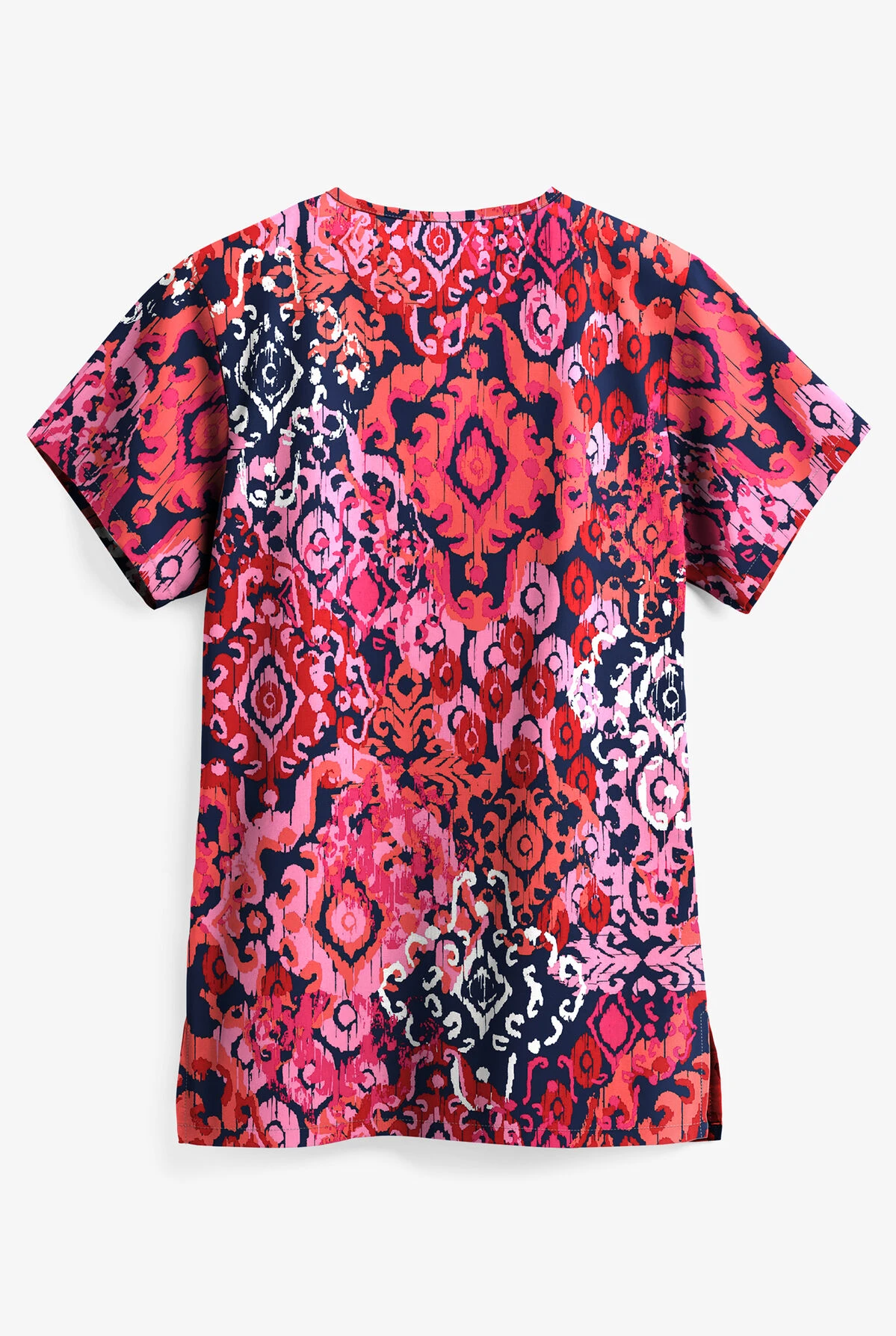 UA Ikat Paradise Navy Women's 3-Pocket V-Neck Print Scrub Top - Image 2