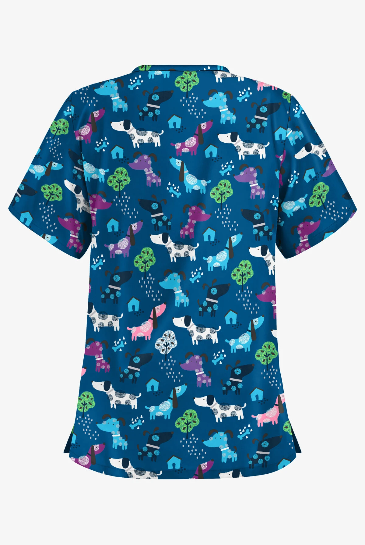 Butter-Soft Walk In The Park Royal Women's 2-Pocket V-Neck Print Scrub Top - Image 2