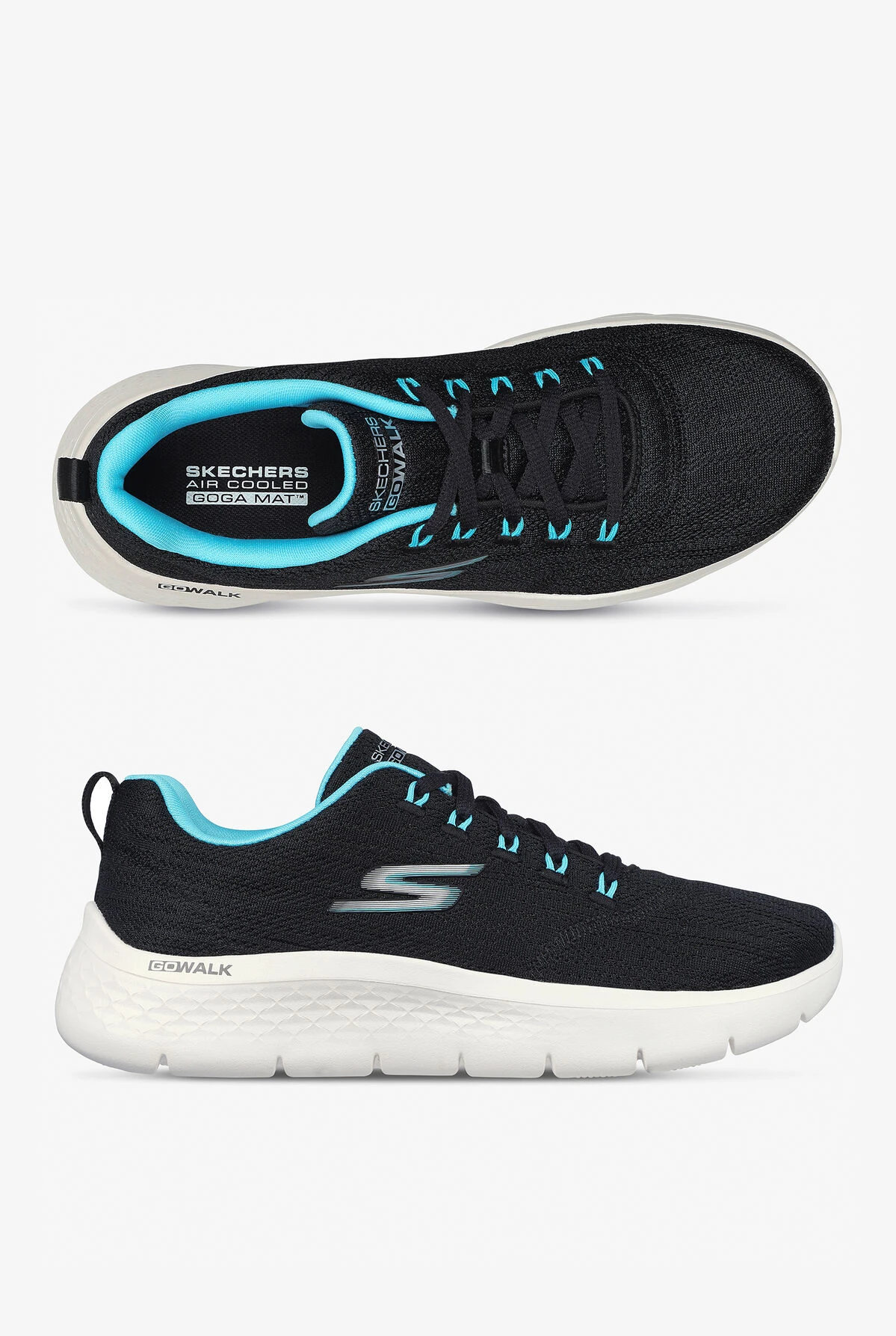 Skechers Performance Women's Go Walk Flex Striking Look Black Athletic Lace Up Nursing Shoes