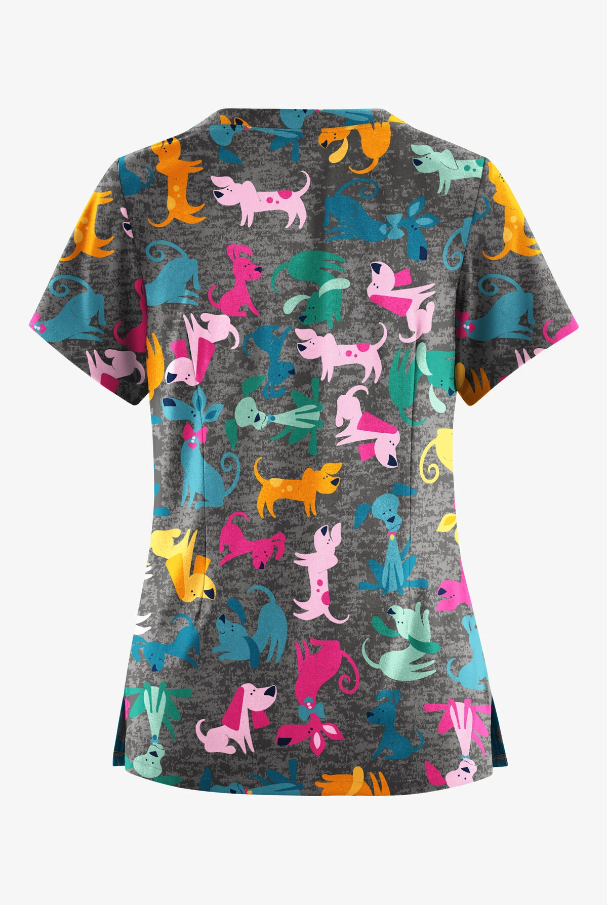 Butter-Soft Originals Paw Friends Pewter Women's 6-Pocket Scallop Neck Printed Scrub Top - Image 2