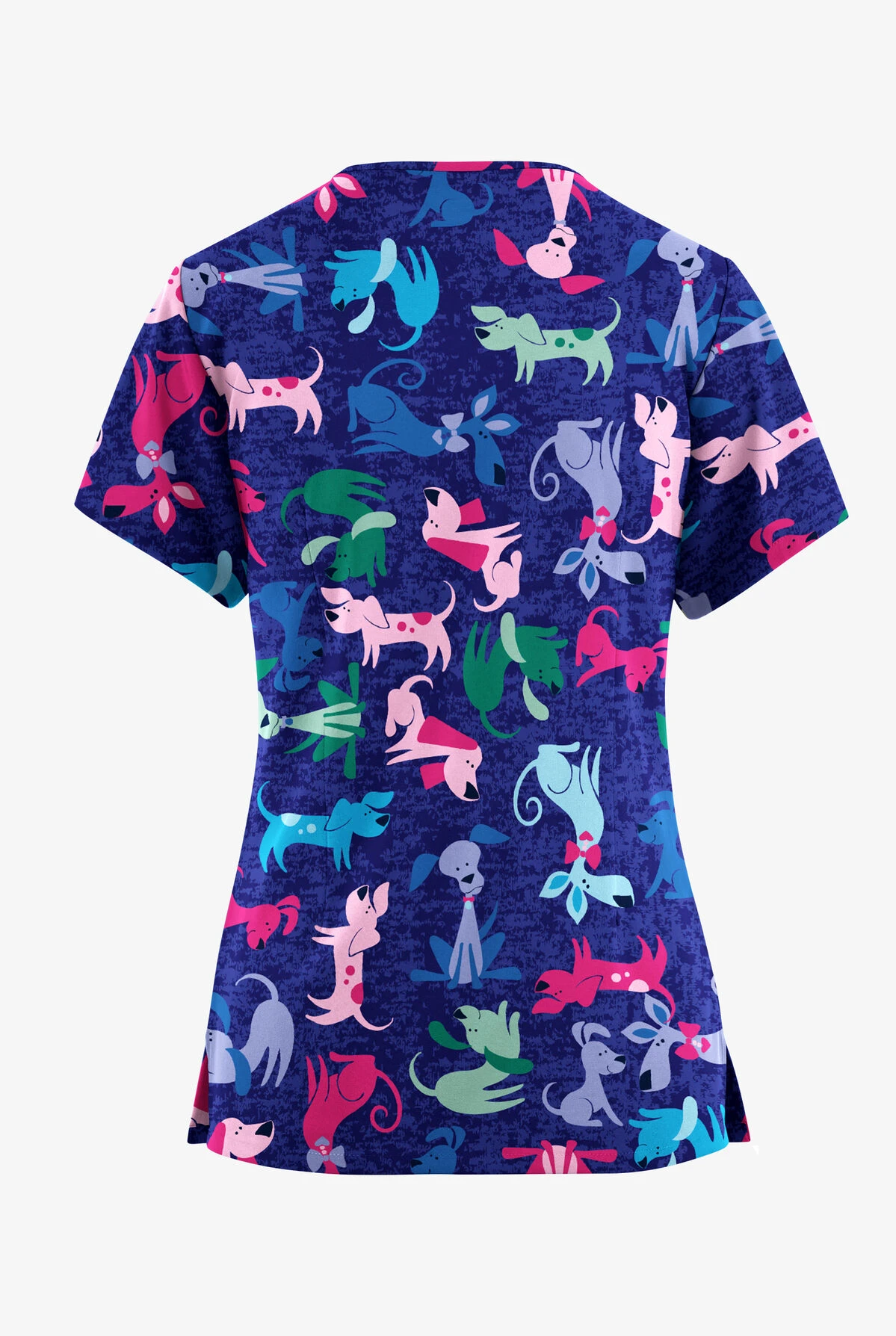Butter-Soft Originals Paw Friends Navy Women's 7-Pocket Curved V-Neck Printed Scrub Top - Image 2