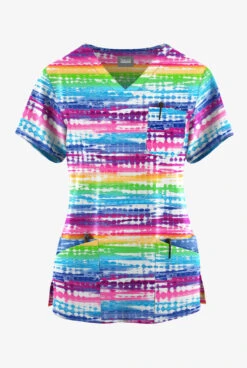 Butter-Soft Originals Rio Stripe Women's 7-Pocket Curved V-Neck Printed Scrub Top