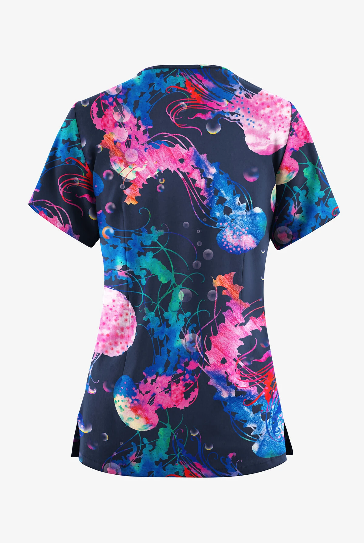 Butter-Soft Originals Serenity Voyage Navy Women's 4-Pocket Rounded V-Neck Printed Scrub Top - Image 2