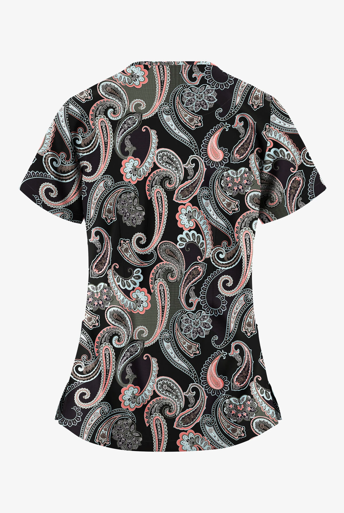 Easy STRETCH By Butter-Soft™ Kashmir Paisley Women's 2-Pocket Mitered V-Neck Printed Scrub Top - Image 2
