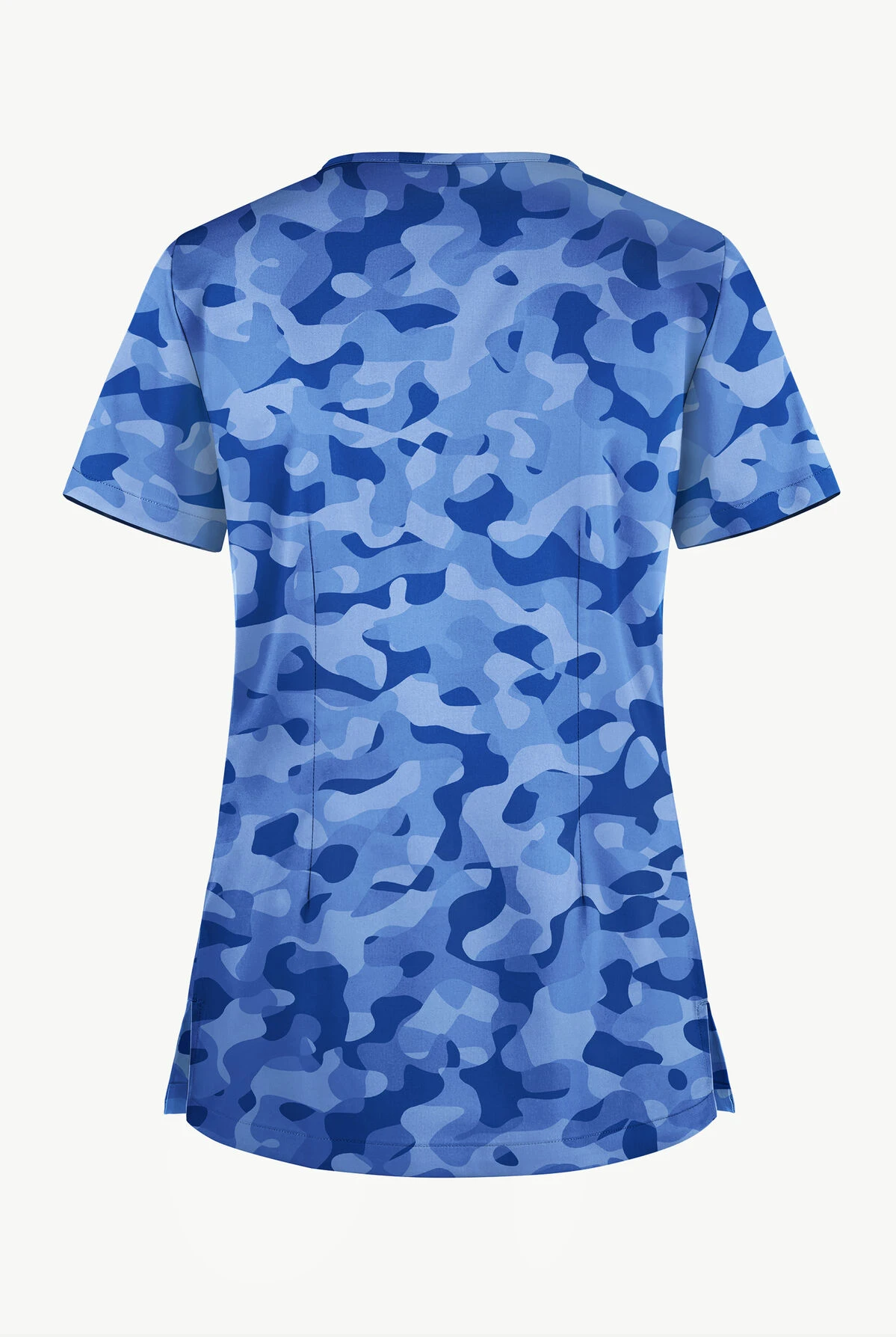UA Butter-Soft STRETCH Camo Puzzle Royal Women's 1-Pocket V-Neck Print Scrub Top - Image 2