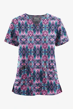 UA Butter-Soft STRETCH Cantik Ikat Women's 2-Pocket V-Neck Printed Scrub Top