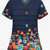 Butter-Soft Dresden Daisies Navy Women's 2-Pocket With Angled Welt V-Neck Print Scrub Top