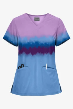 UA Butter-Soft Painted Stripes Ceil Women's Welt Pocket V-Neck Print Scrub Top