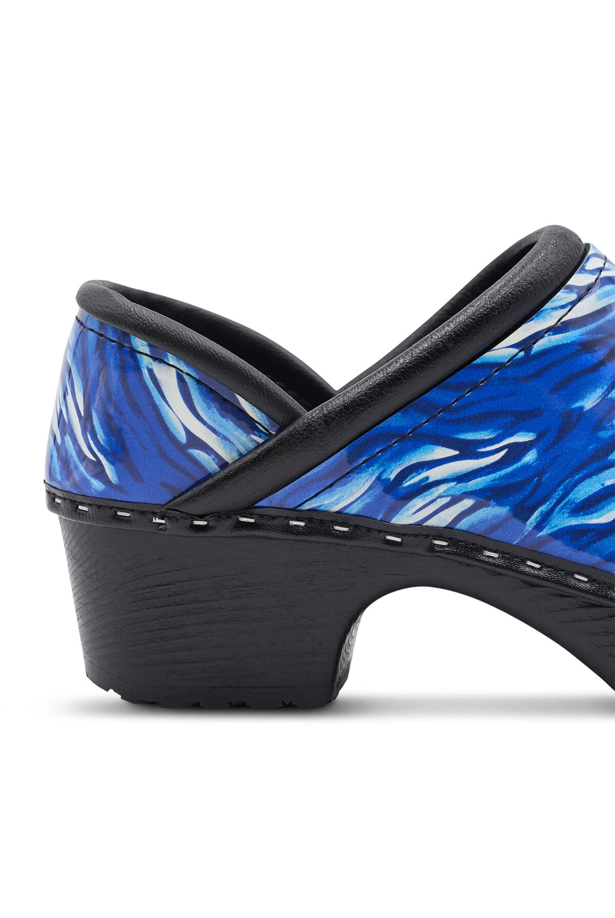 C&C Sweden Women's Wild Stripes Amparo Blue Patent Leather Nursing Clogs - Image 4