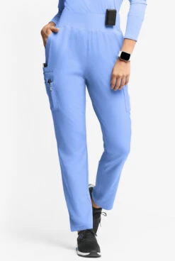 WhisperLite Semira Women's 11-Pocket Yoga-Inspired Cargo Scrub Pants - Petite