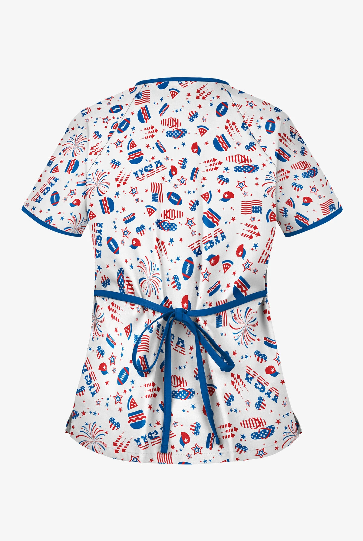 UA Best Buy Scrubs Party In The USA Women's 2-Pocket Mock Wrap Print Scrub Top - Image 2