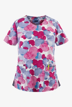 Zoe + Chloe Sentimental Hues V-Neck Print Scrub Top